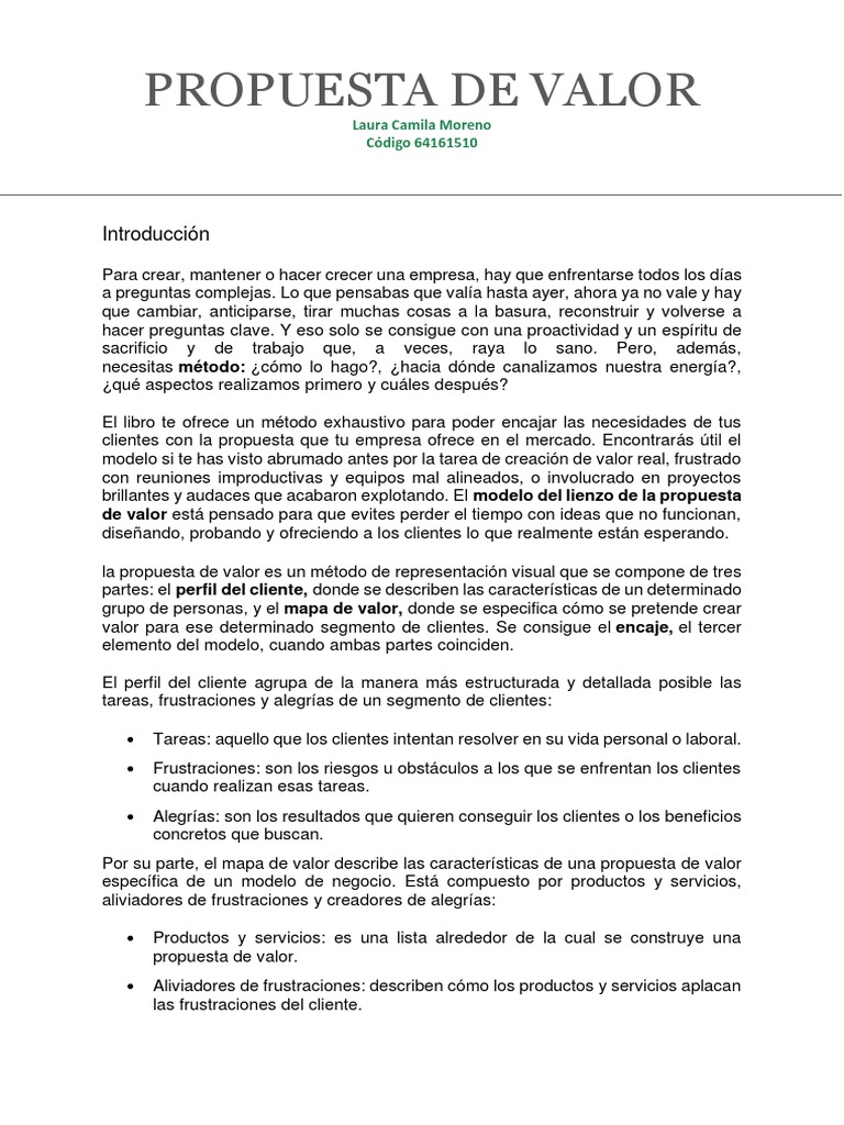 Mapa de Propuesta de Valor Esencial | PDF | Cliente | Producto (Negocio)