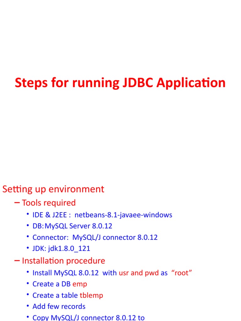 Steps For Running JDBC Application | PDF | Computers