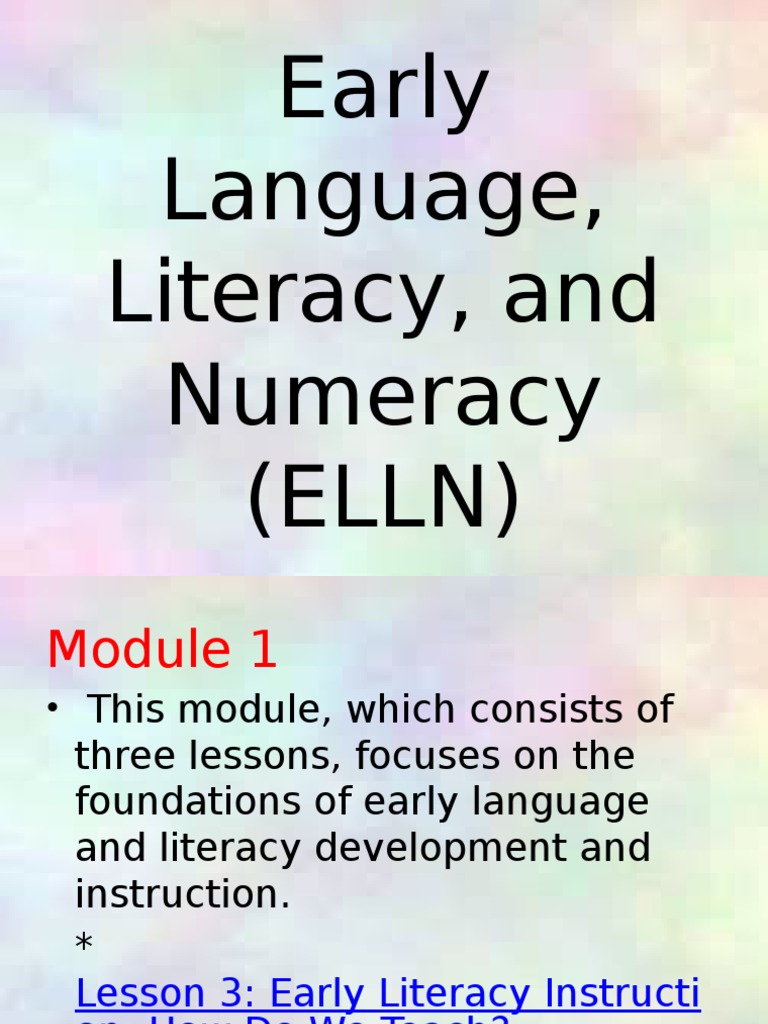 Early Language, Literacy, and Numeracy (ELLN) PDF
