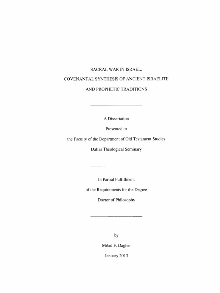 Sacral War in Israel - Covenantal Synthesis of Ancient