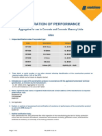 Declaration of Performance: Aggregates For Use in Concrete and Concrete Masonry Units