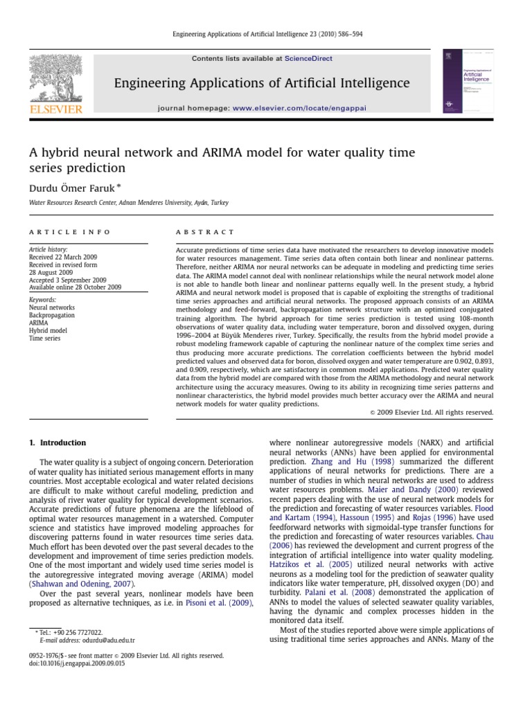 A Hybrid Neural Network and ARIMA Model For Water Quality Time | PDF ...