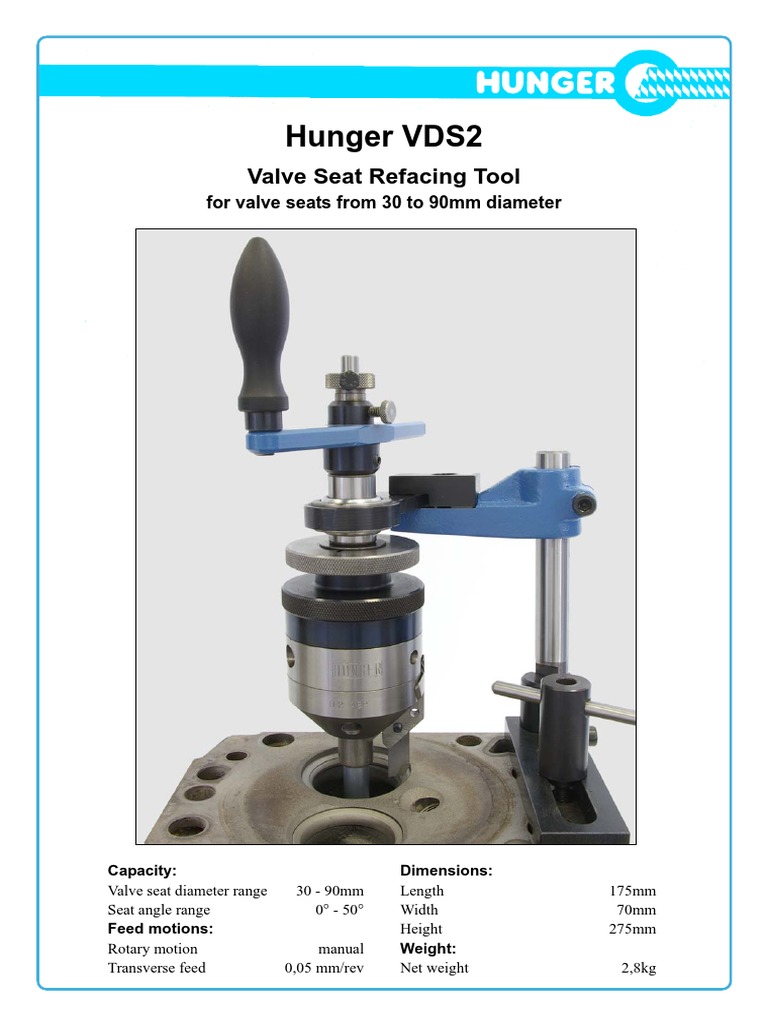 Hunger VDS2 Valve Seat Refacing Tool PDF Valve Tools