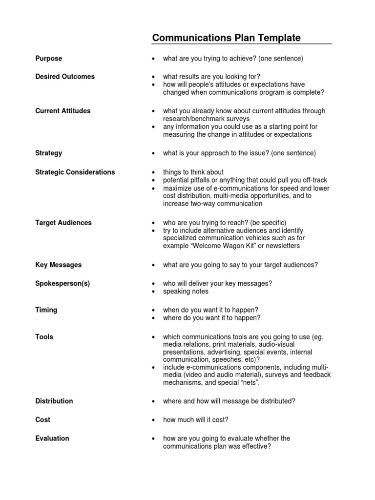 Effective Communications Plan Template | PDF | Target Audience ...