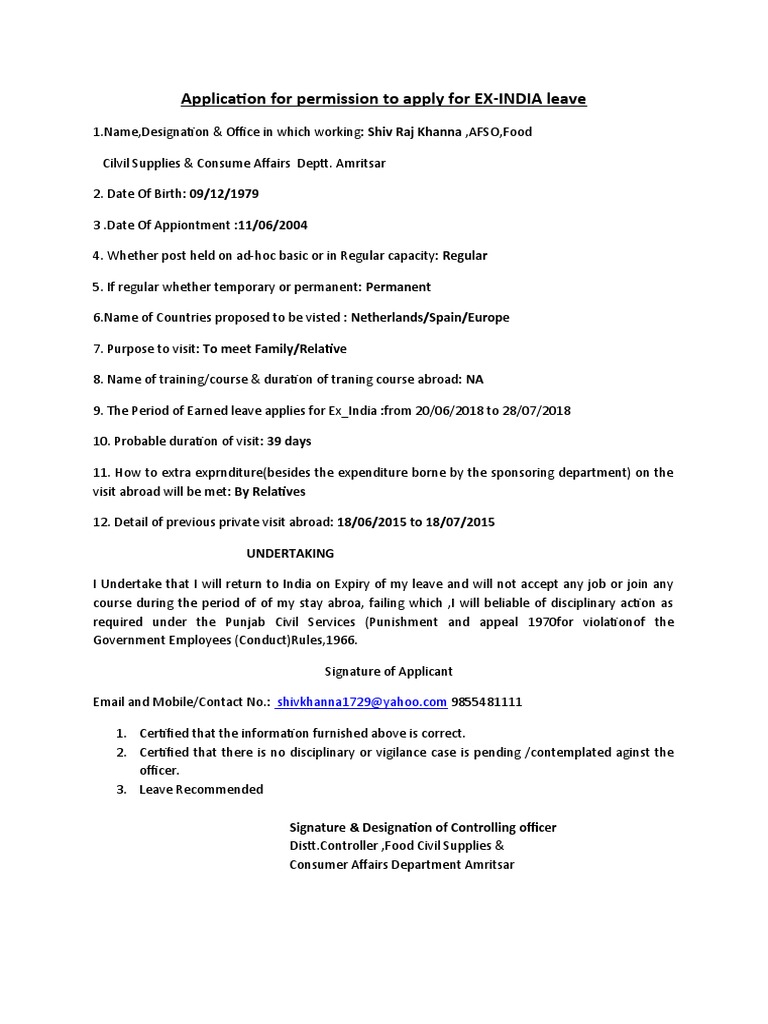 EX India Undertaking | PDF