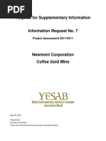 Request For Supplementary Information On Newmont Corporation's Coffee Gold Mine