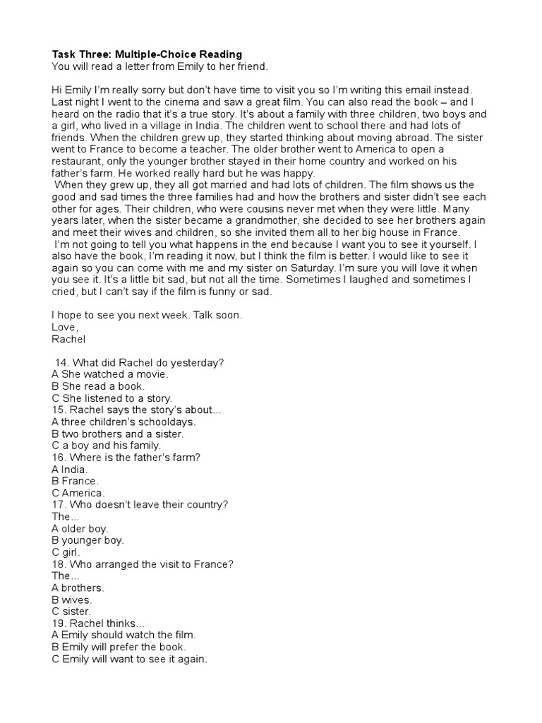 Multiple-Choice Reading Exercise: Film Review | PDF