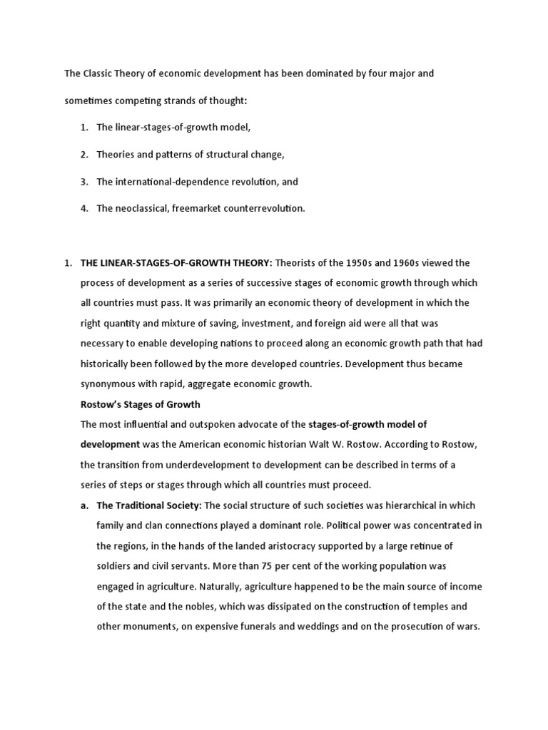 Theories of Dev PDF Economic Growth Economic Development
