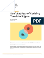 Don't Let Fear of Covid-19 Turn Into Stigma: Economics & Society