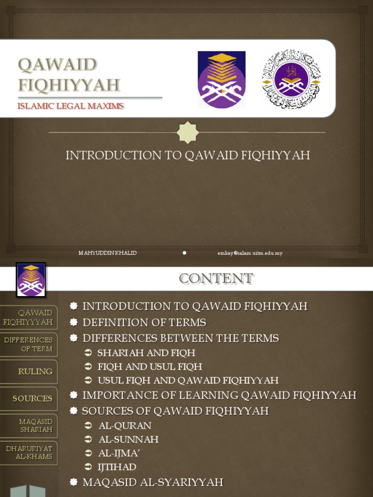 Introduction To Qawaid Fiqhiyyah Islamic Legal Maxims Pdf Hadith