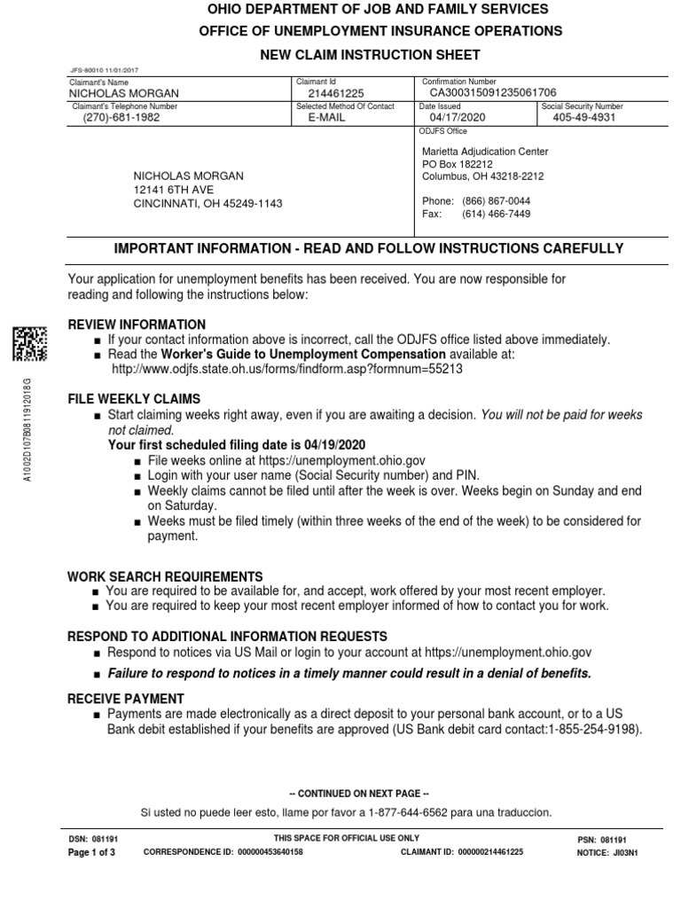 Ohio Unemployment Claim Instructions | PDF | Unemployment Benefits ...