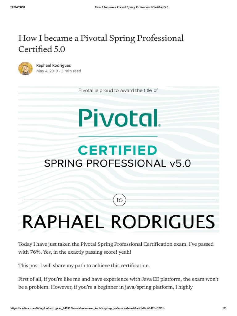 How I Became A Pivotal Spring Professional Certified 5.0 PDF PDF