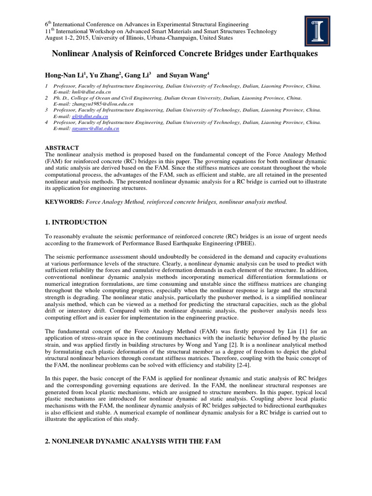 Nonlinear Analysis of RC Bridges in Quakes | PDF | Nonlinear System ...