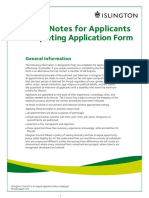 Guidance Notes For Applicants On Completing Application Form