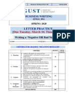 Letter Practice Writing Negative or Bad News Letters-SPRING 2020 PDF
