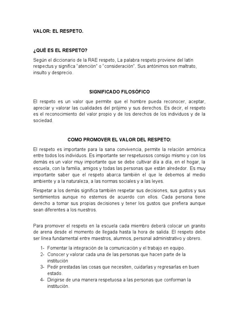 Promoviendo el Valor del Respeto | PDF | Autoestima | Caso de ley