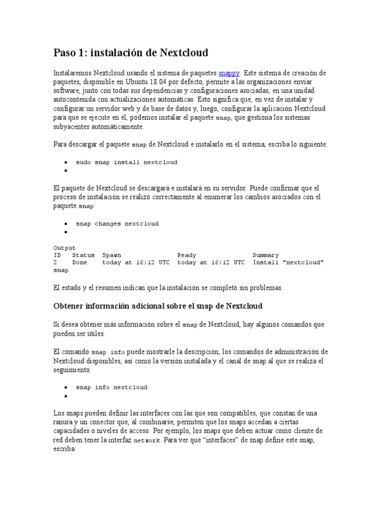 Instaalcion de Nextcloud | PDF | Transport Layer Security | Servidor web