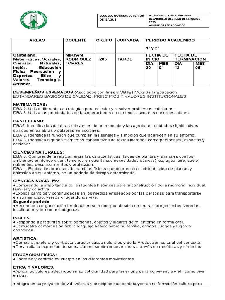 Plan de Estudios Segundo Grado ENSI | PDF | Plan de estudios | Evaluación