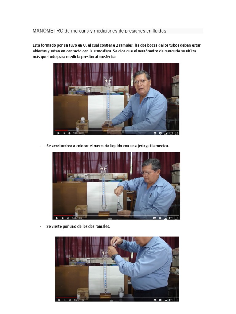MANÓMETRO de Mercurio y Mediciones de Presiones en Fluidos PDF