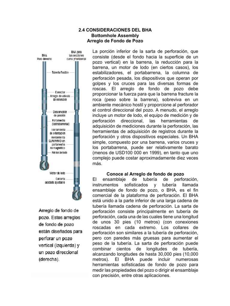 Diseño y Función del BHA en Perforación | PDF | Acero | Herramientas