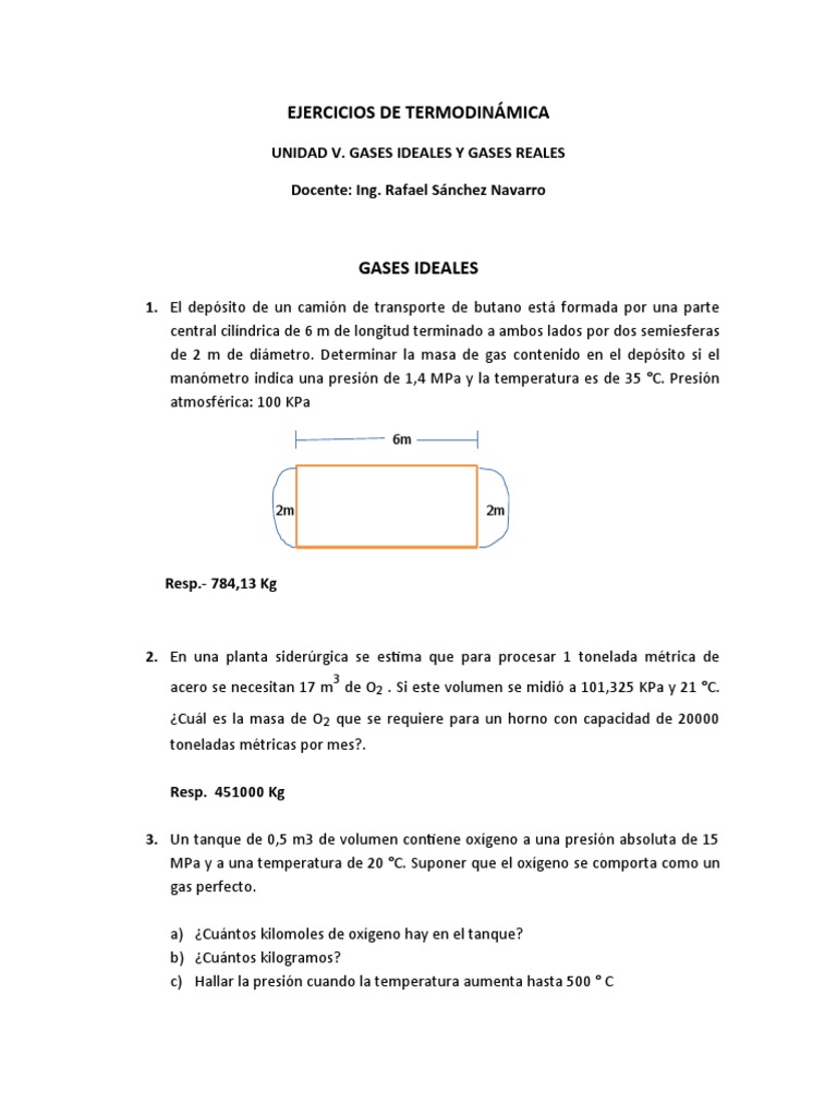 Unidad V. Gases Ideales y Gases Reales | PDF | Gases | Presión