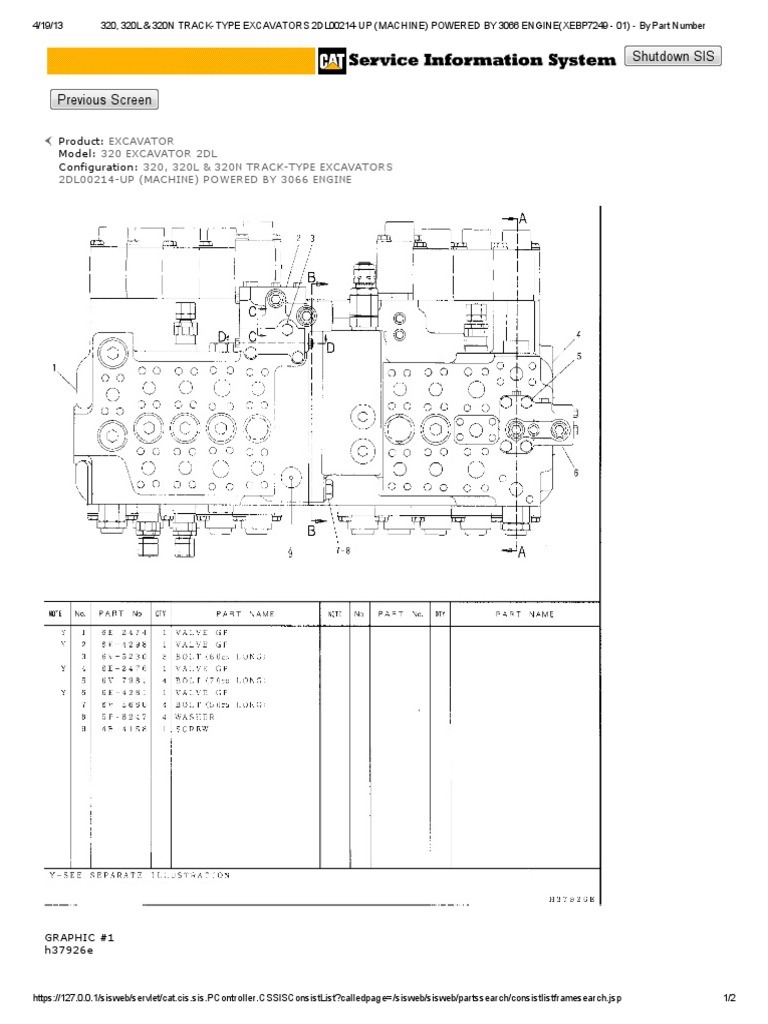 Main Control Valve Group for 320, 320L & 320N Track-Type Excavators ...