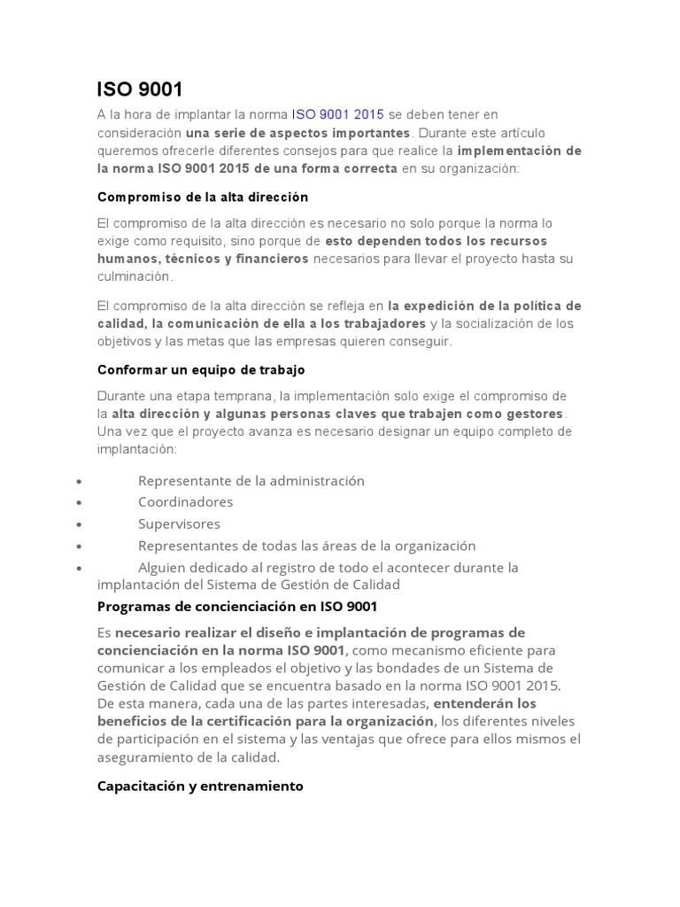 Iso 9001 | PDF | Sistema de manejo de calidad | Calidad (comercial)