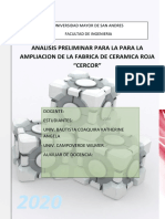 Analisis Preliminar para La para La Ampliacion de La Fabrica de Ceramica Roja "Cercor