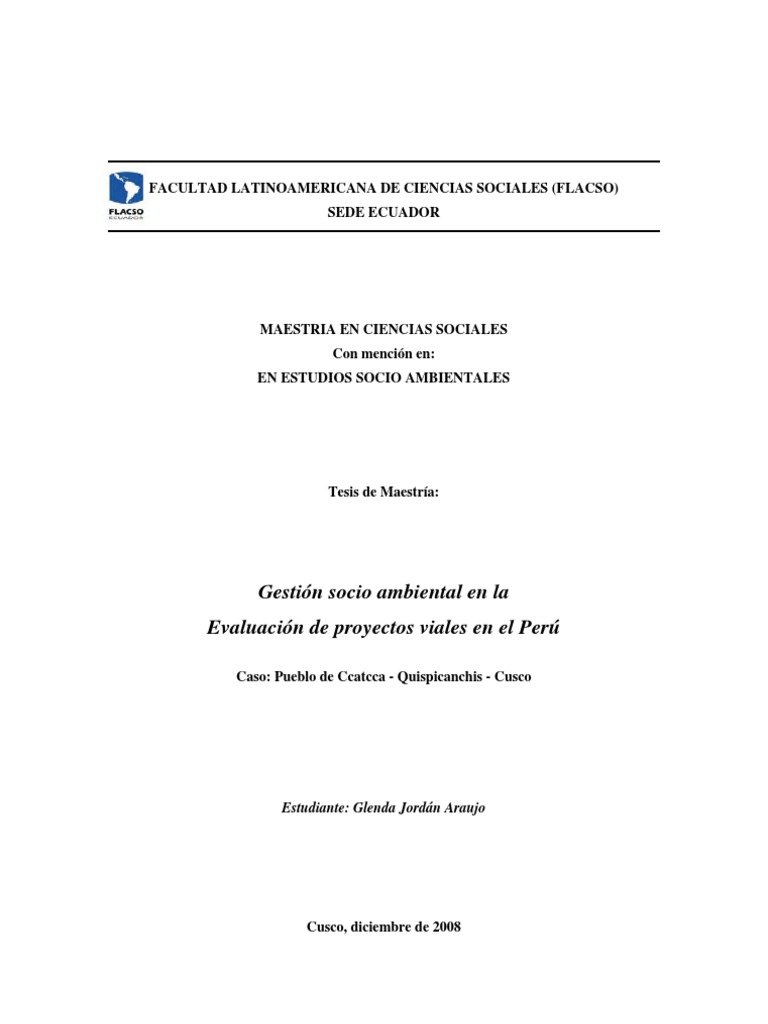 Tesis Ambiental Cusco | PDF | Evaluación de impacto ambiental ...