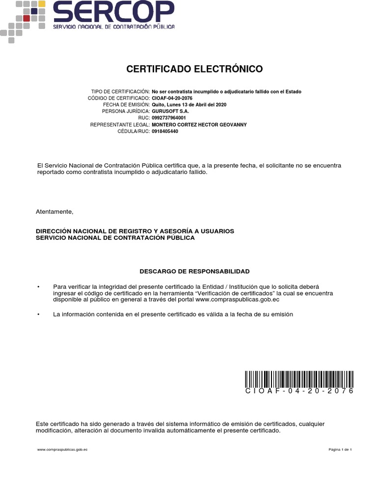 Certificado Proveedor Cumplido PDF