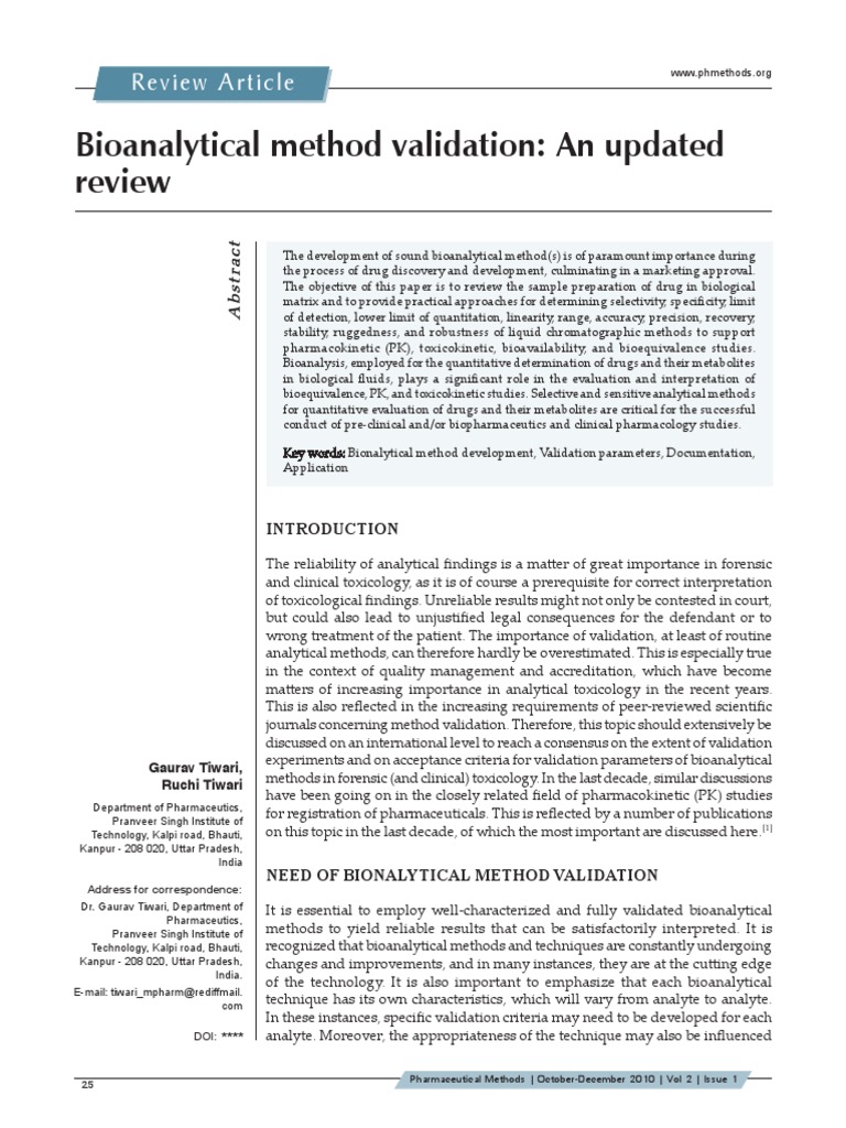 Bioanalytical Method Validation: An Updated Review | PDF | Accuracy And ...