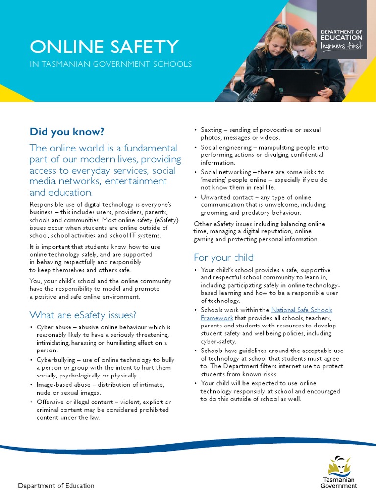 eSafety Guidelines for Tasmanian Schools | PDF | Cyberbullying | Safety