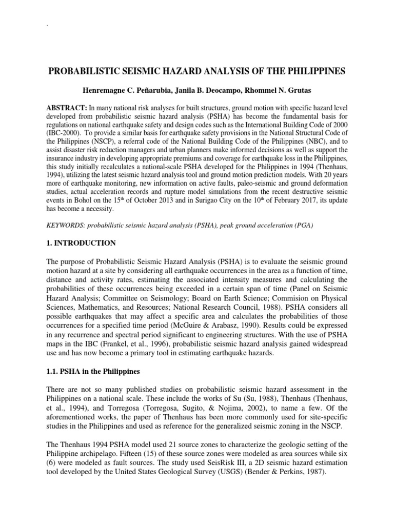 Seismic Hazard Analysis for the Philippines | PDF | Moment Magnitude ...