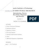 Massachusetts Institute of Technology 13.10J/1.573J Structural Mechanics Introduction, Forces, Free-Body Diagrams, and Stresses