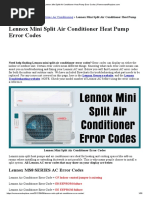 Lennox Mini Split Air Conditioner Heat Pump Error Codes Washing Machine Dishwasher
