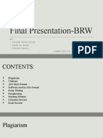 Final Presentation-BRW: BY: Zainab Tahir 64166 Noor-Ul-Huda Rimsha Shakil Submitted To: Ma'Am Quratulain