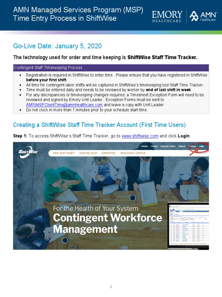 ShiftWise Time Tracker QRG | PDF | Login | Password