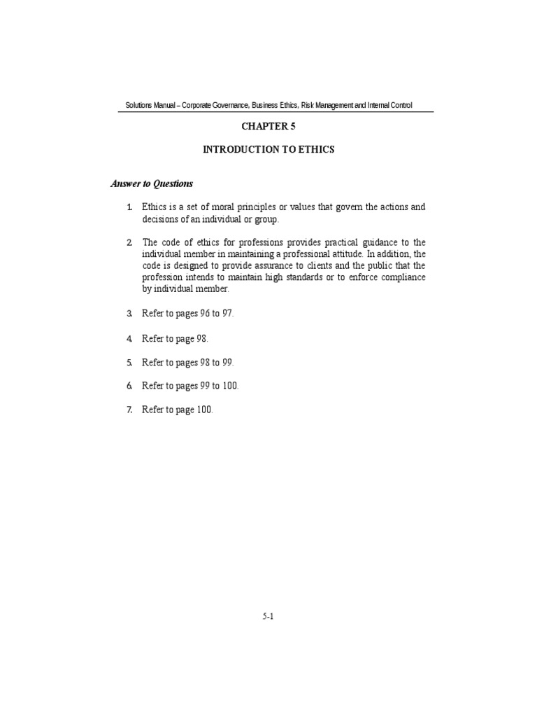 Answer To Chapter 5 - Introduction To Ethics | PDF | Career & Growth ...