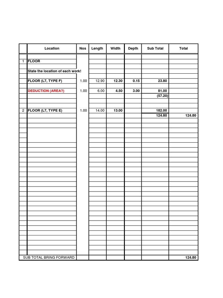 Excel Measurement Sheet Format | PDF