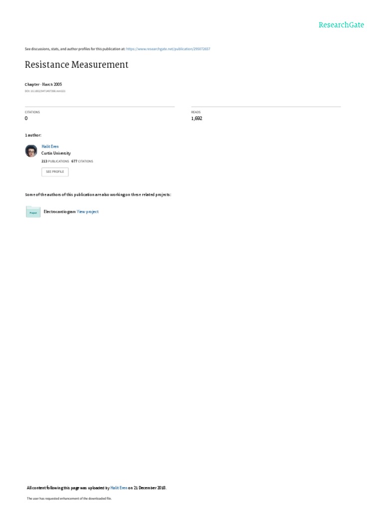 Resistance Measurement: March 2005 | PDF | Electrical Resistance And ...