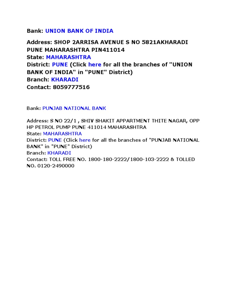 Bank Address | PDF | Business | Social Science