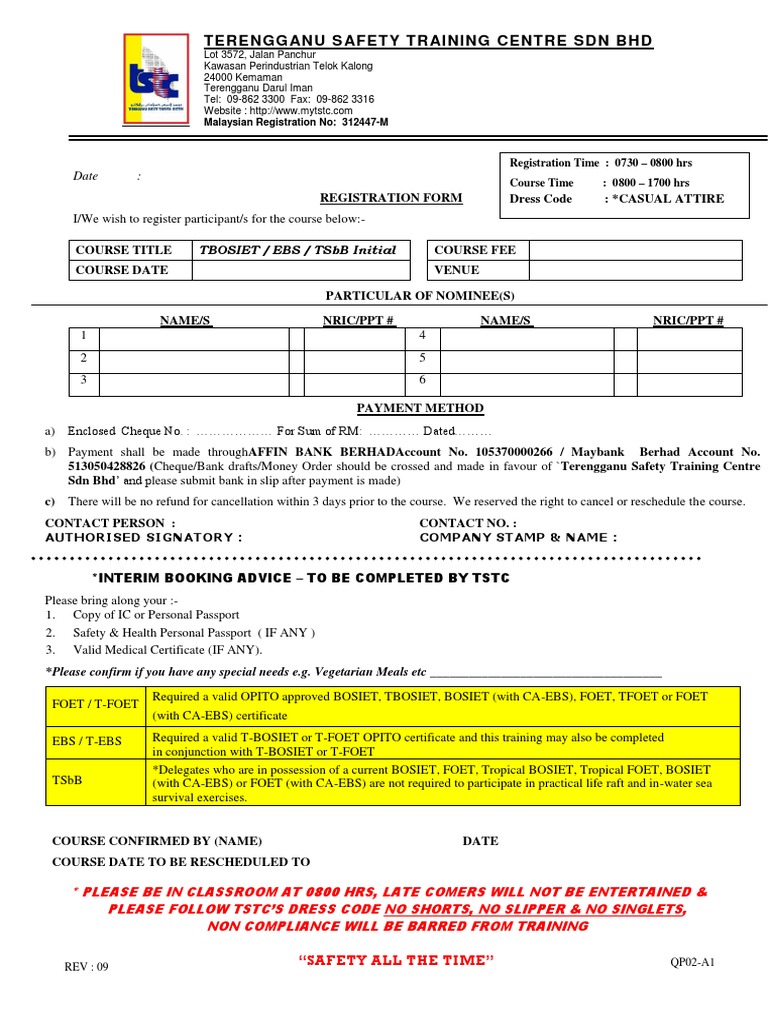 Terengg Anu S Afety TR Aining Centre SDN BHD: Date | PDF | Safety ...