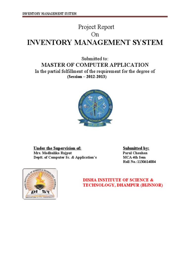 Inventory Management System Project Report On PDF