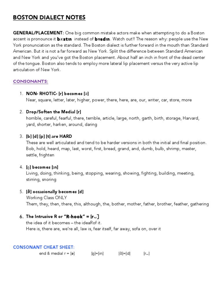 Boston Dialect Notes LACHSA PDF | PDF | Phonology | Semiotics