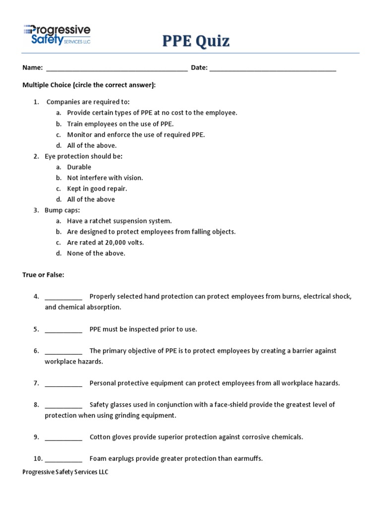 PPE Quiz PSS PDF PDF
