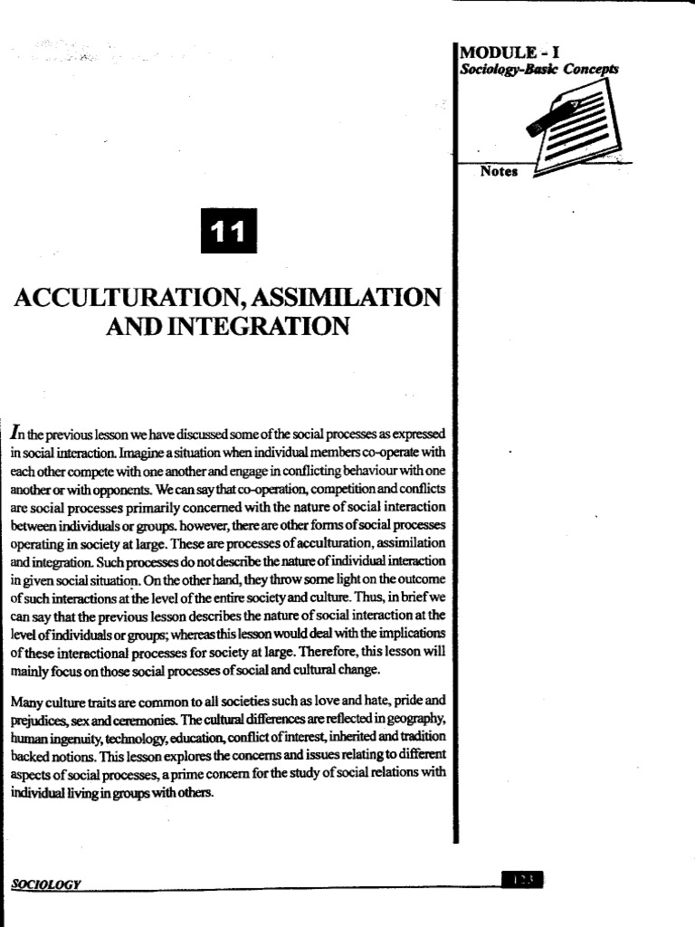 L 11 Acculturation Assimilation And Integration Pdf
