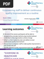 Empowering Staff To Deliver Continuous Quality Improvement As A Routine