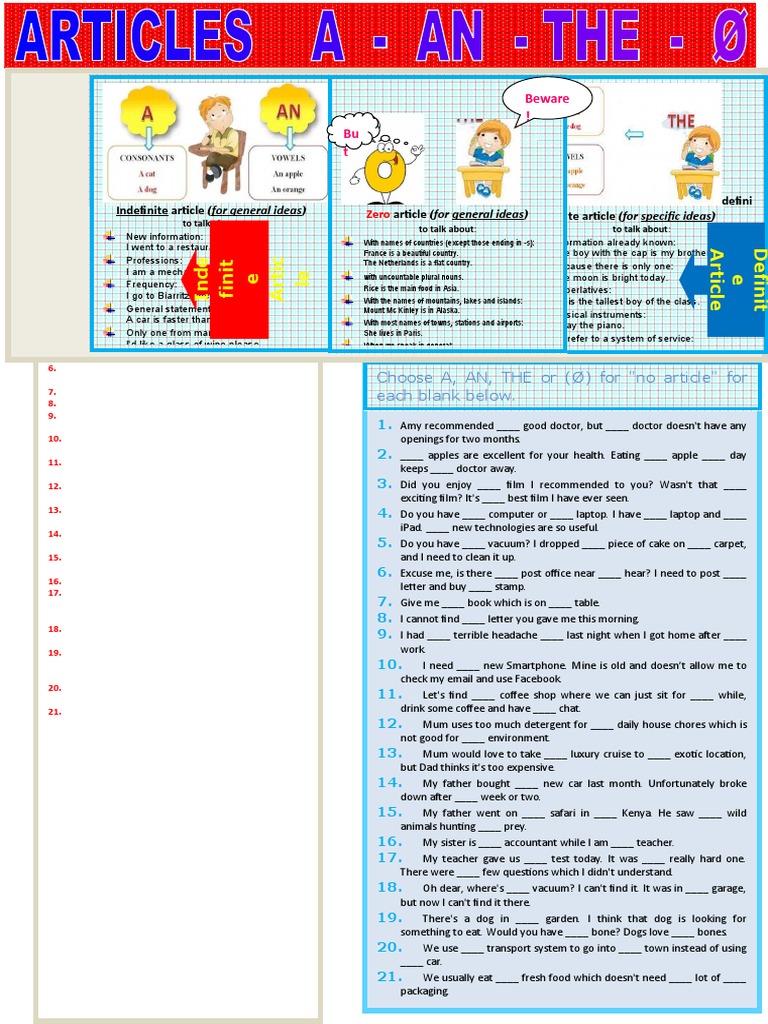 Zero Article Usage and Exercises | PDF | Hunting