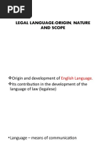 Legal Language:Origin, Nature and Scope