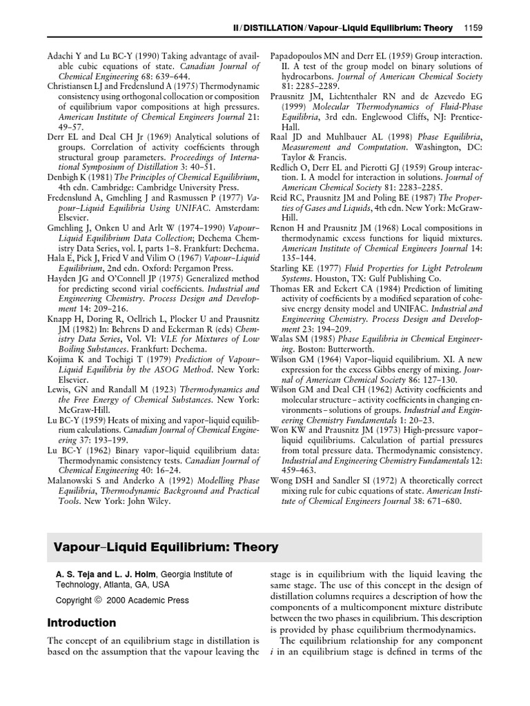 Vapour-Liquid Equilibrium - Theory | PDF | Mathematical Physics
